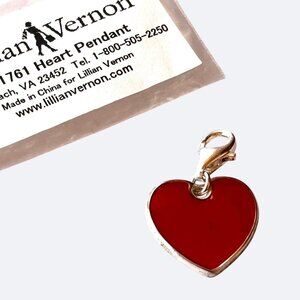 Lillian Vernon Sterling Silver Charm Pendant Heart Enamel Lobster Clasp 925 New